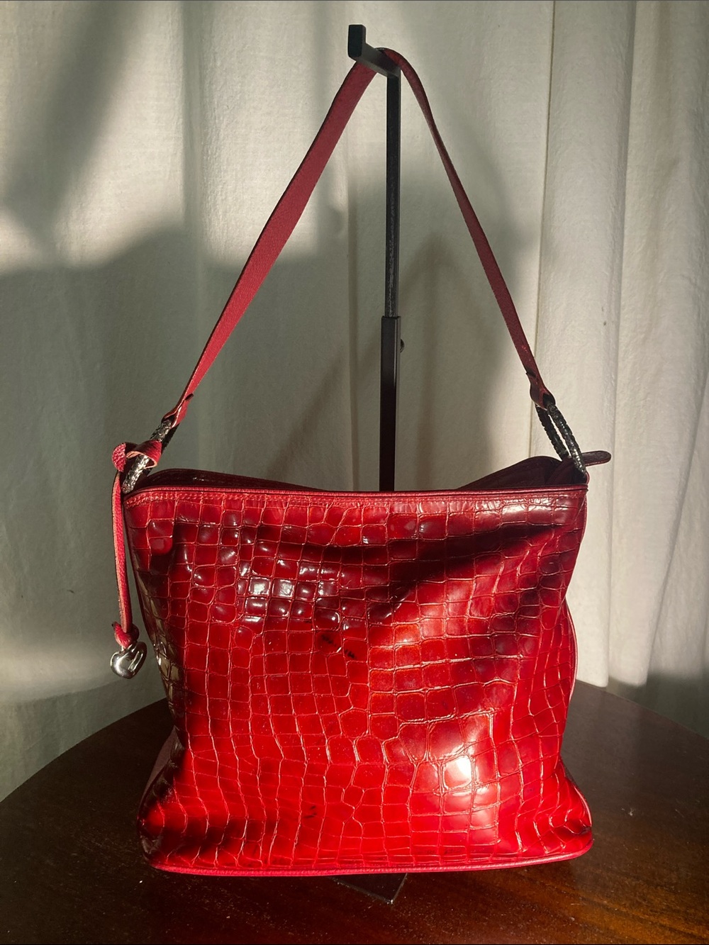Brighton Chere Red Croc-Embossed Shoulder Bag